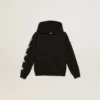 Jungen-Kapuzen-Sweatshirt in Schwarz mit kontrastierenden weissen Sternen