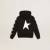 Jungen-Kapuzen-Sweatshirt in Schwarz mit kontrastierenden weissen Sternen