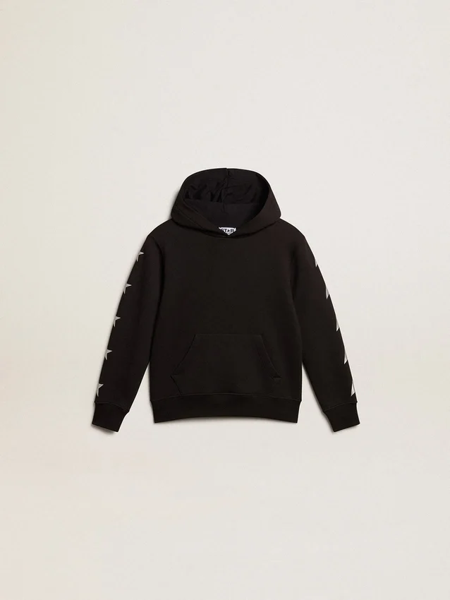 Jungen-Kapuzen-Sweatshirts in Schwarz mit kontrastierenden silbernen Sternen