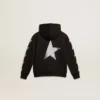Jungen-Kapuzen-Sweatshirts in Schwarz mit kontrastierenden silbernen Sternen