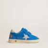 Junior Ball Star aus hellblauem Wildleder mit grauem Nubuk-Stern und Fersenlasche