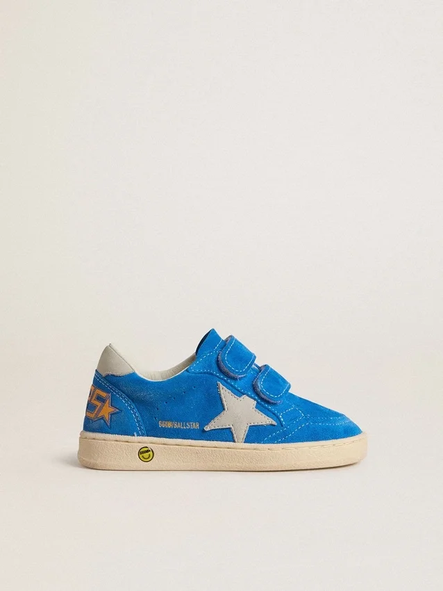 Junior Ball Star aus hellblauem Wildleder mit grauem Nubuk-Stern und Fersenlasche
