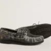 Junior-Cruise-Loafer aus schwarzem Leder im Distressed-Look