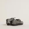 Junior-Cruise-Loafer aus schwarzem Leder im Distressed-Look