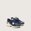 Junior Lightstar aus blauem Leder und Mesh mit grauem Lederstern