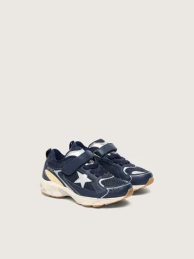 Junior Lightstar aus blauem Leder und Mesh mit grauem Lederstern