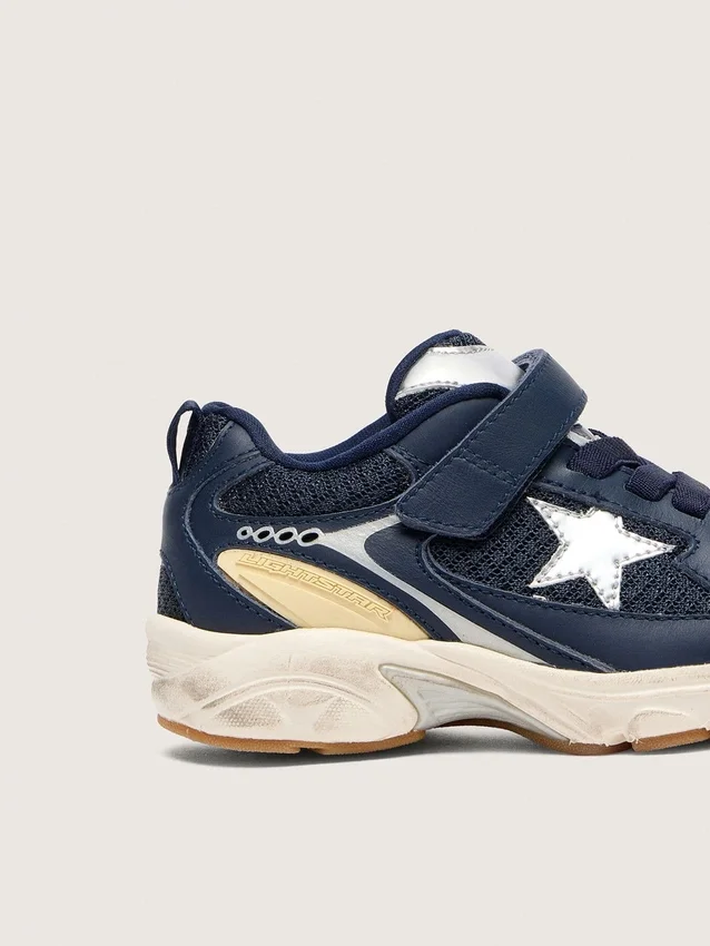 Junior Lightstar aus blauem Leder und Mesh mit grauem Lederstern