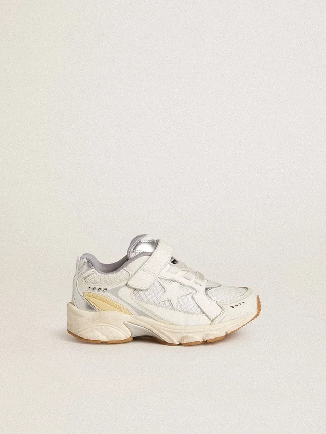 Junior Lightstar aus weissem Leder und Mesh mit weissem Lederstern