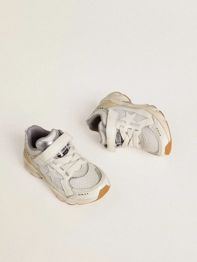 Junior Lightstar aus weissem Leder und Mesh mit weissem Lederstern