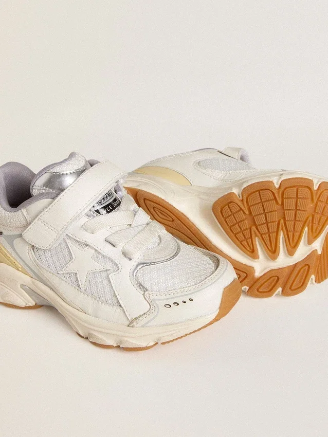 Junior Lightstar aus weissem Leder und Mesh mit weissem Lederstern