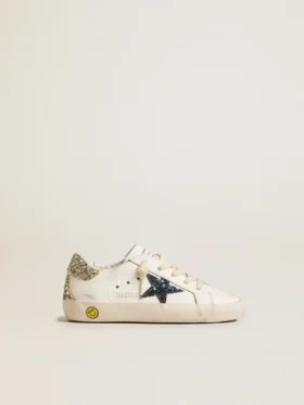 Junior Super-Star aus Leder mit Glitzerstern und Fersenlasche