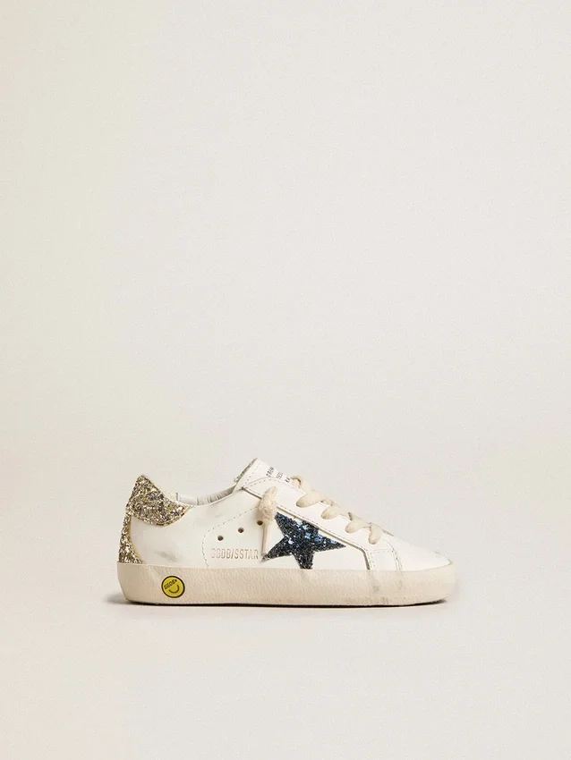 Junior Super-Star aus Leder mit Glitzerstern und Fersenlasche