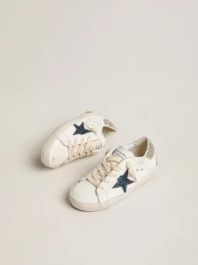 Junior Super-Star aus Leder mit Glitzerstern und Fersenlasche