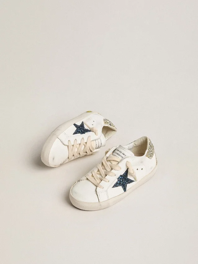 Junior Super-Star aus Leder mit Glitzerstern und Fersenlasche