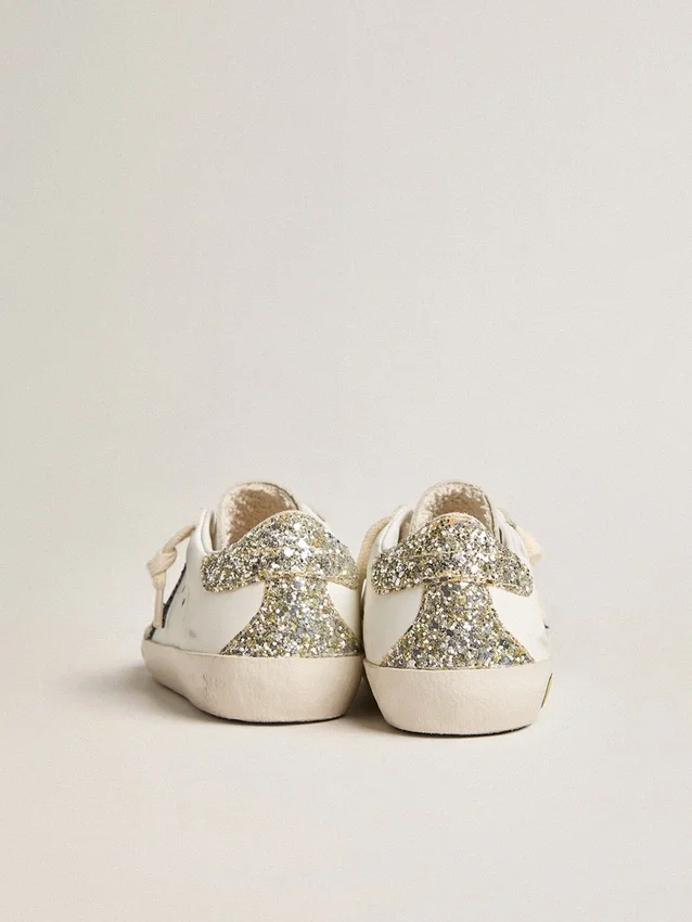 Junior Super-Star aus Leder mit Glitzerstern und Fersenlasche