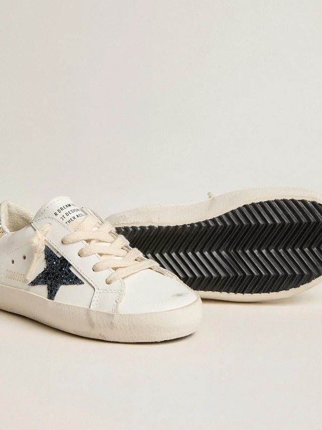 Junior Super-Star aus Leder mit Glitzerstern und Fersenlasche