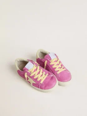 Junior Super-Star aus rosa Wildleder mit hellgelbem Stern und Fersenlasche