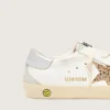 Junior Super-Star mit goldenem Glitzerstern und silberner Metallic-Lederlasche am Absatz