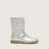 Junior-Wish-Stiefel aus silbermetallischem Leder mit Sternstickerei
