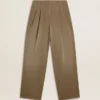 Khaki-Baumwollhose für Damen