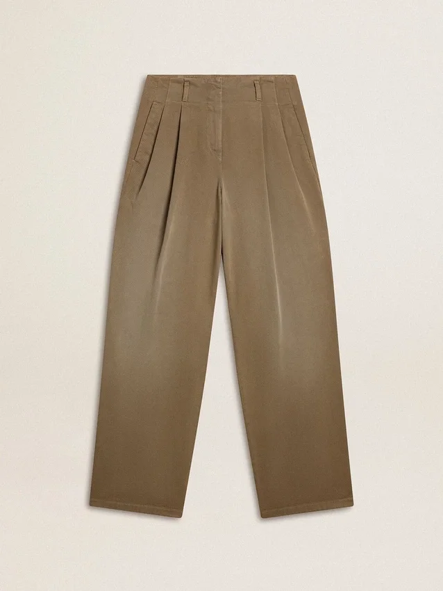 Khaki-Baumwollhose für Damen