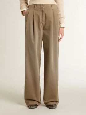 Khaki-Baumwollhose für Damen