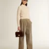 Khaki-Baumwollhose für Damen