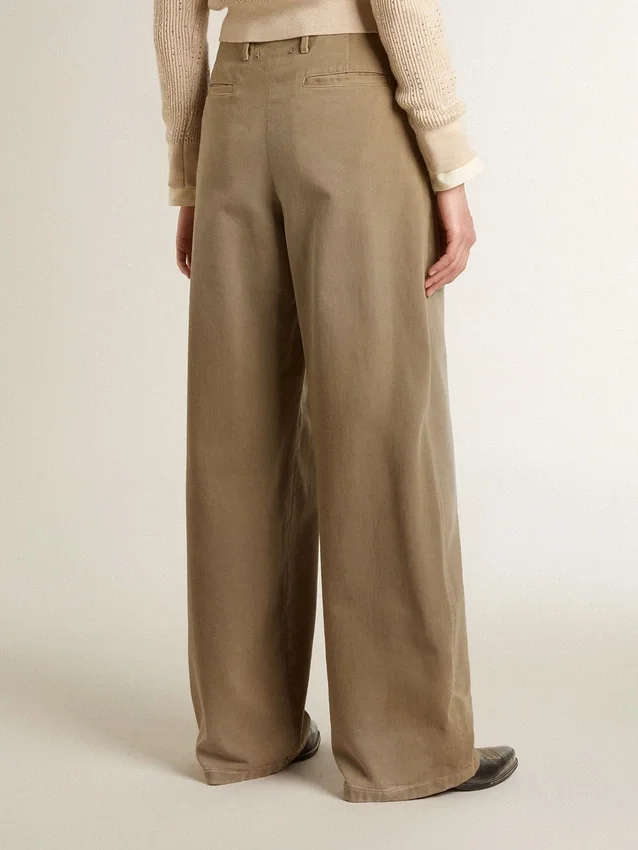 Khaki-Baumwollhose für Damen