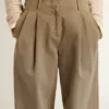Khaki-Baumwollhose für Damen