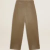 Khaki-Baumwollhose für Damen