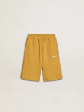 Kinder-Jogging-Shorts in Ockergelb mit Stickerei