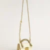 Kleine Venezia-Tasche aus butterfarbenem, geripptem Leder mit geflochtenem Band