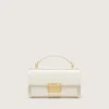 Kleine Venezia-Tasche aus butterfarbenem, geripptem Leder mit goldenen Details
