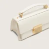Kleine Venezia-Tasche aus butterfarbenem, geripptem Leder mit goldenen Details