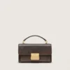 Kleine Venezia-Tasche aus dunkelbraunem Leder mit goldener Schnalle
