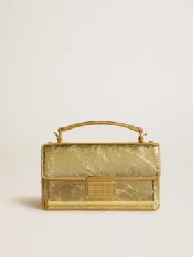 Kleine Venezia-Tasche aus goldmetallischem Leder mit goldenen Details
