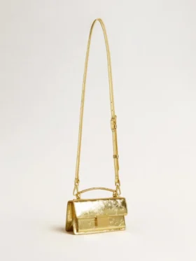 Kleine Venezia-Tasche aus goldmetallischem Leder mit goldenen Details