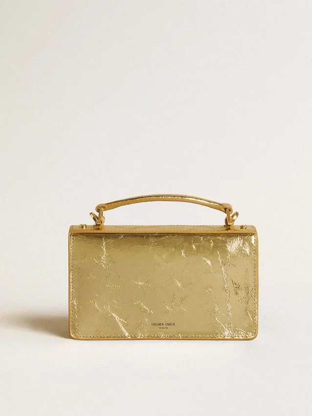 Kleine Venezia-Tasche aus goldmetallischem Leder mit goldenen Details