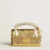 Kleine Venezia-Tasche aus goldmetallischem Leder mit goldenen Details