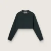 Kürzliches Damen-Sweatshirt aus Baumwolle mit Kristallen auf der Vorderseite
