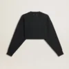 Kürzliches Damen-Sweatshirt aus Baumwolle mit Kristallen auf der Vorderseite