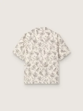 Kurzärmeliges Herrenhemd aus Baumwolle mit schwarz-weissem Blumenprint