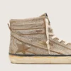 LAB-Slide-Sneaker für Herren aus tabakfarbenem Wildleder mit Kristallen und einem Stern aus tabakfarbenem Wildleder