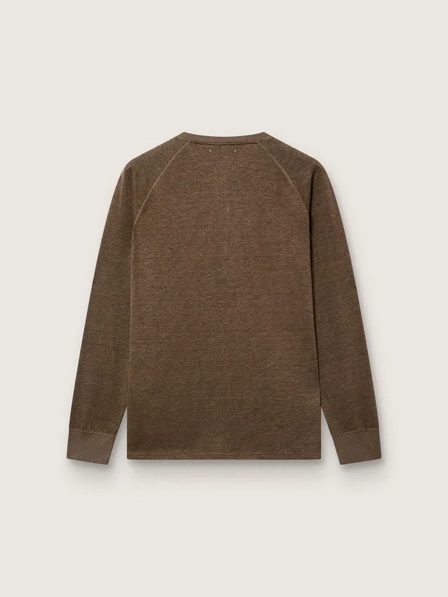 Langärmeliger Herrenpullover aus schildpattbraunem Leinenjersey