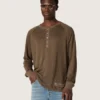 Langärmeliger Herrenpullover aus schildpattbraunem Leinenjersey