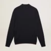 Langärmliges Herren-Polohemd aus marineblauer Merinowolle
