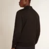 Langärmliges Herren-Polohemd aus schwarzer Merinowolle