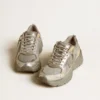 Lightstar für Damen aus Metallic-Leder und silbernem Mesh mit grauem Stern