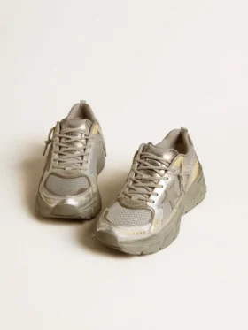 Lightstar für Damen aus Metallic-Leder und silbernem Mesh mit grauem Stern