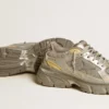 Lightstar für Damen aus Metallic-Leder und silbernem Mesh mit grauem Stern